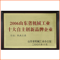 2006山东省机械工业十大自主创新品牌企业